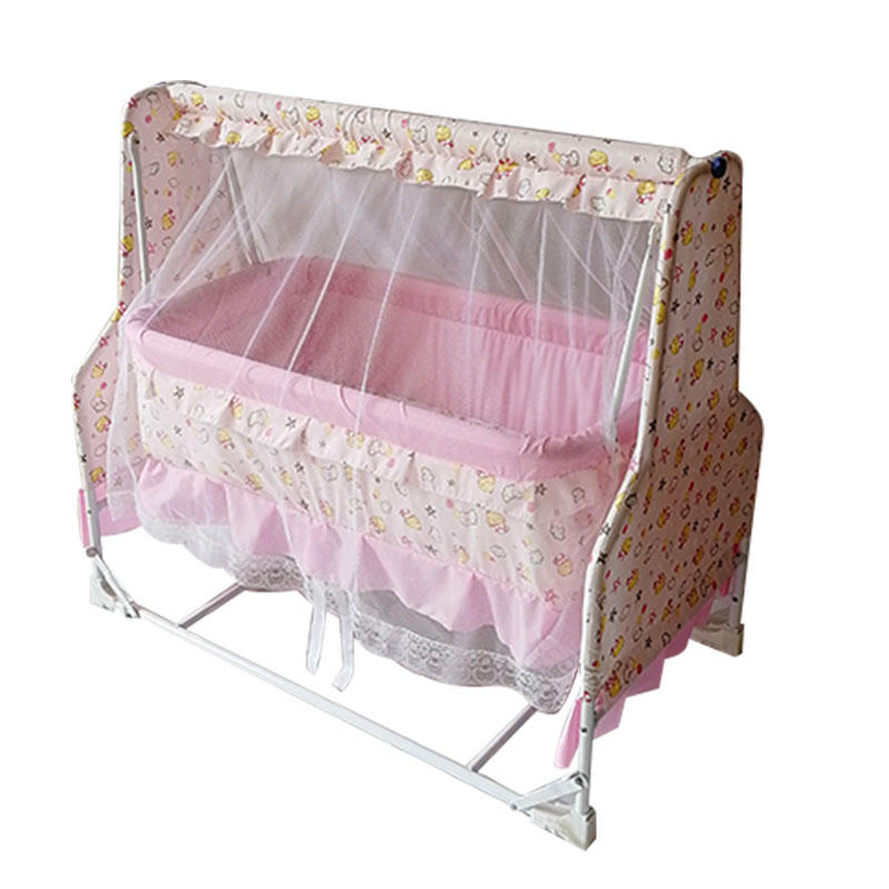 Metal baby swing cradle with mosquito net and wheels B11