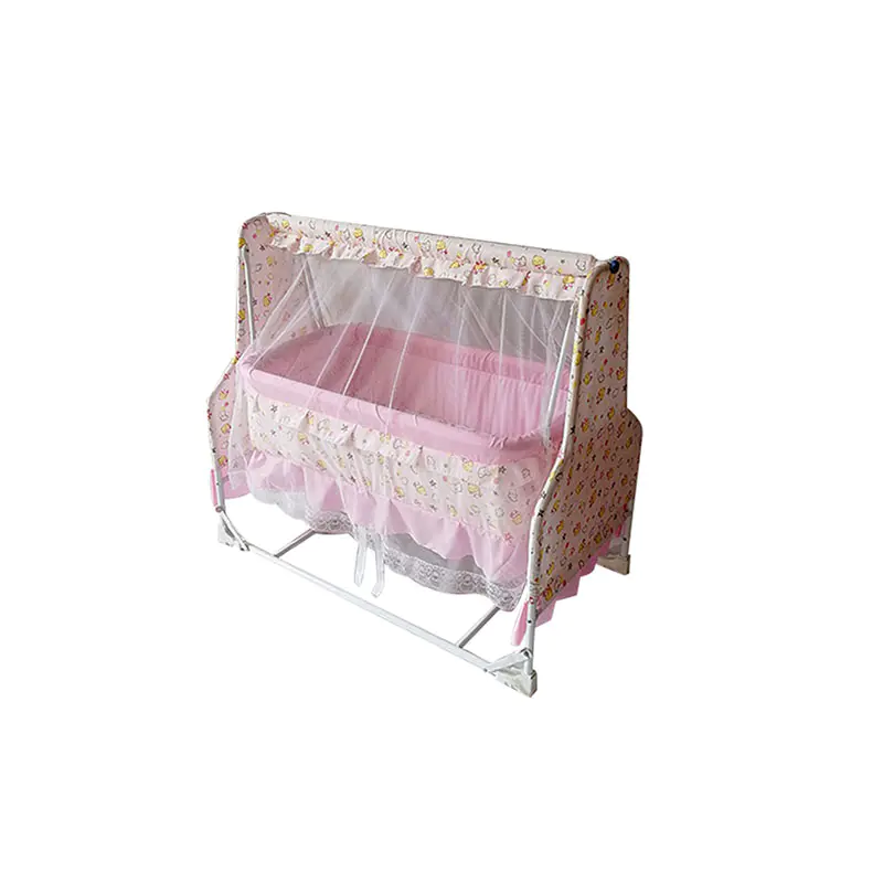 Metal baby swing cradle with mosquito net and wheels B11