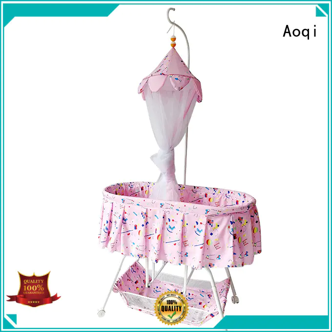 Aoqi Brand wheels hot sale baby baby crib online manufacture