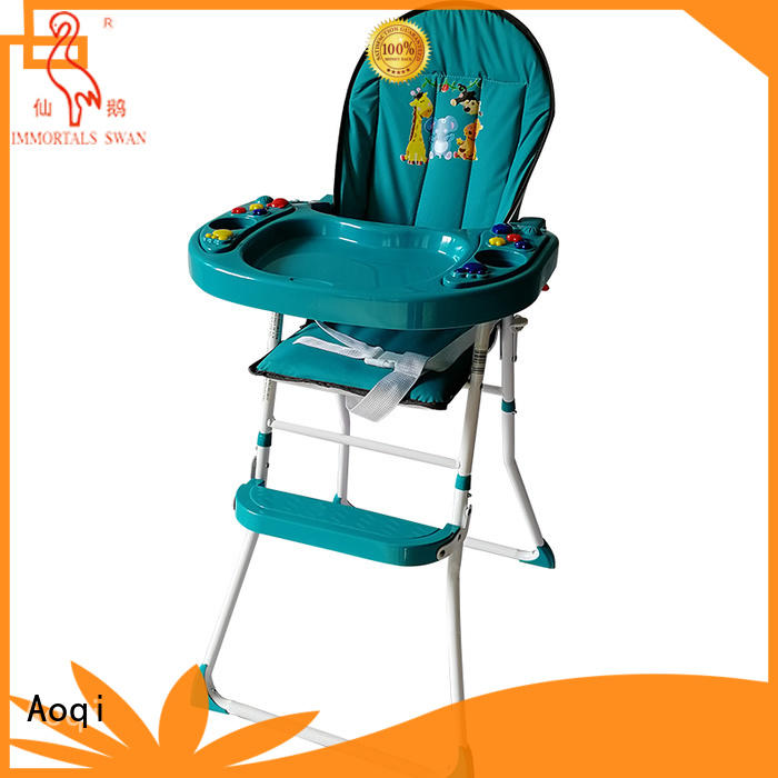Aoqi plastic baby high chair with wheels from China for livingroom