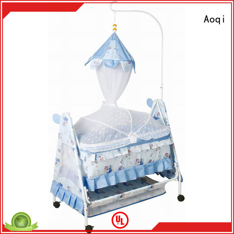 Hot sale iron baby swing bed with mosquito net and wheels 877N