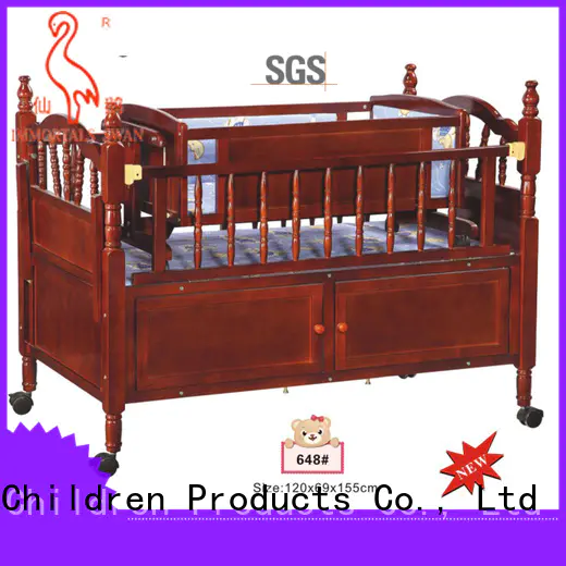 Multifunction wooden baby crib bed with swing cradle inside 648