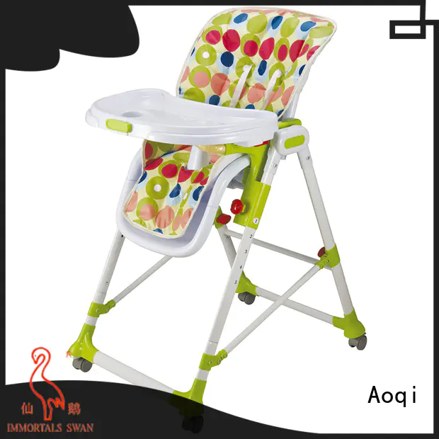 Aoqi portable baby high chair with wheels directly sale for home