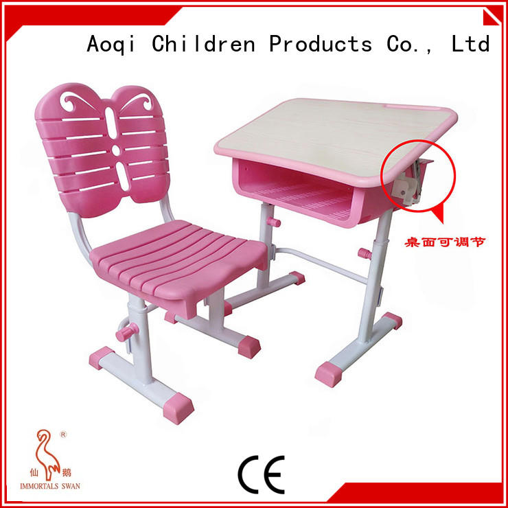 plastic stable OEM children's study table and chair Aoqi