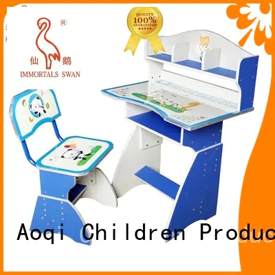 stable metal kids study table and chair set affordable Aoqi company