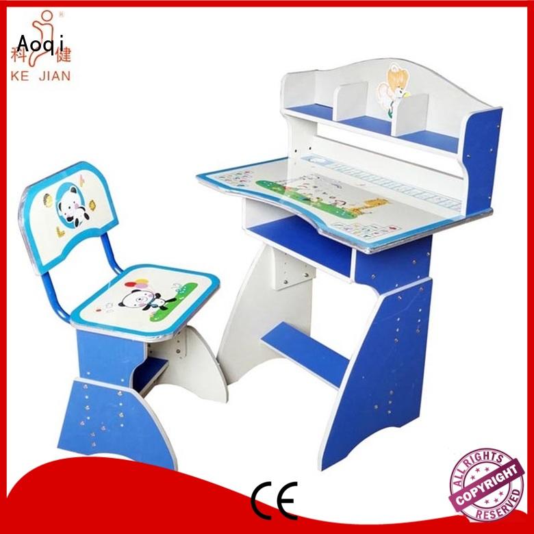 wooden plastic preschool Aoqi Brand children's study table and chair supplier