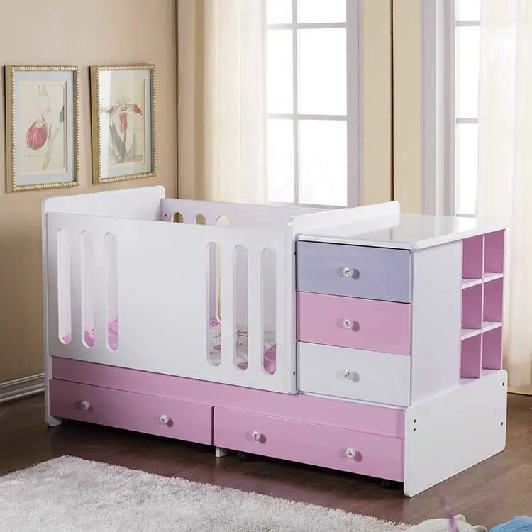 Convertible Baby Crib with drawers and bedside table which is for wholesale