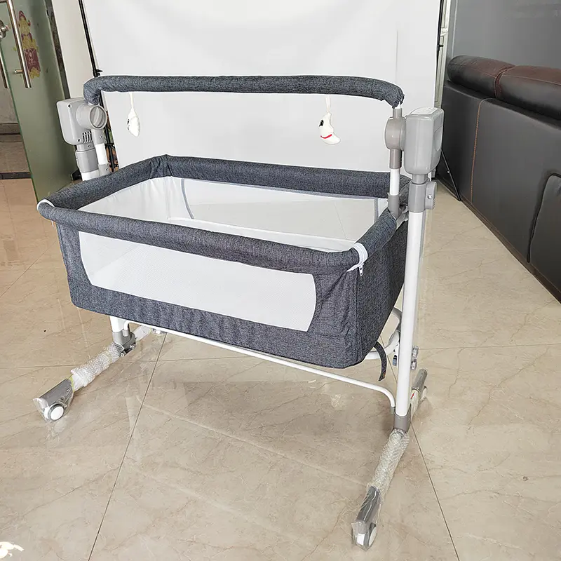 Metal baby swing cradle with mosquito net and basket